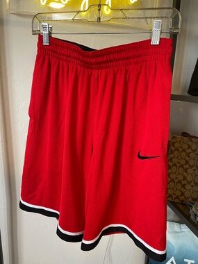 Nike Men’s Red Athletic Shorts with Black Trim